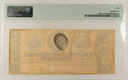 Confederate Notes 1863 $50 MILLEDGEVILLE, GA, STATE OF GEORGIA, WESTERN & ATLAN RAILROAD PMG AU-50