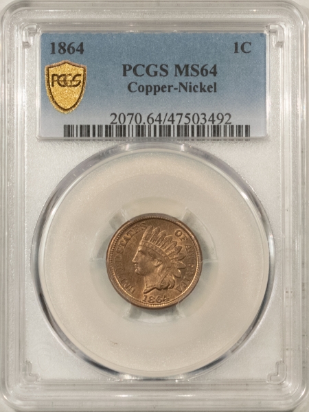 Indian 1864 COPPER-NICKEL INDIAN CENT – PCGS MS-64, FRESH & FLASHY!