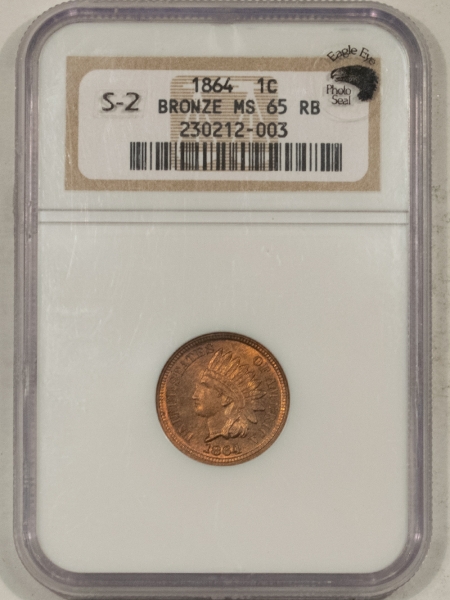 Indian 1864 INDIAN CENT – BRONZE NGC MS-65 RB EAGLE EYE!