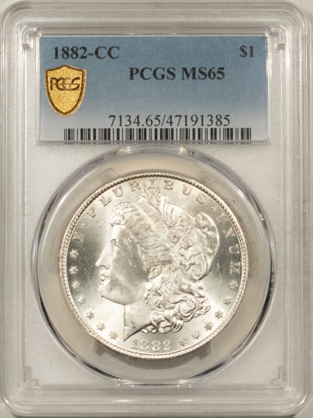 Morgan Dollars 1882-CC MORGAN DOLLAR – PCGS MS-65, LOOKS 66! PREMIUM QUALITY!