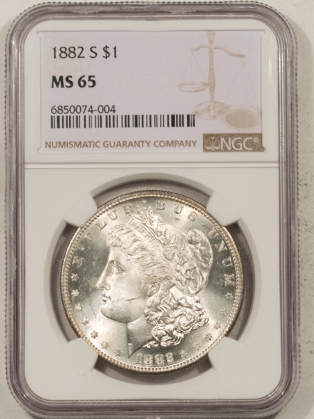 Morgan Dollars 1882-S MORGAN DOLLAR – NGC MS-65, WHITE GEM!