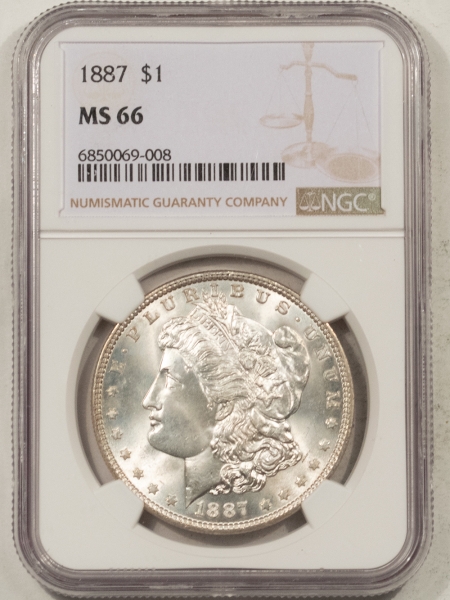 Morgan Dollars 1887 MORGAN DOLLAR – NGC MS-66, LOOKS 67! PREMIUM QUALITY!