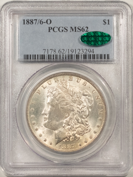 CAC Approved Coins 1887/6-O MORGAN DOLLAR – PCGS MS-62, PREMIUM QUALITY! TOUGH CAC APPROVED!