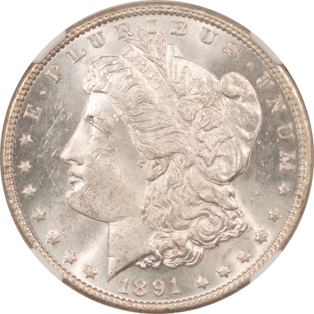 Morgan Dollars 1891 MORGAN DOLLAR – NGC MS-62, WHITE!