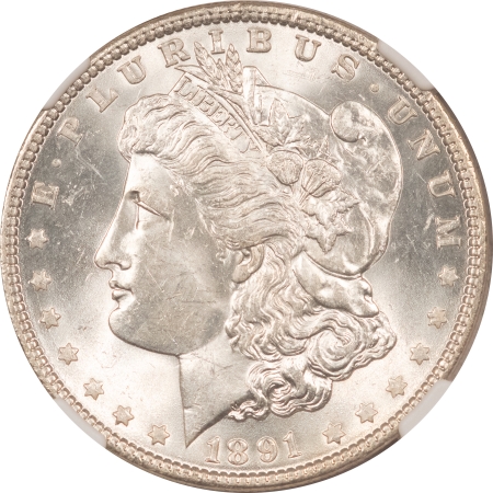 Morgan Dollars 1891 MORGAN DOLLAR – NGC MS-62, WHITE!