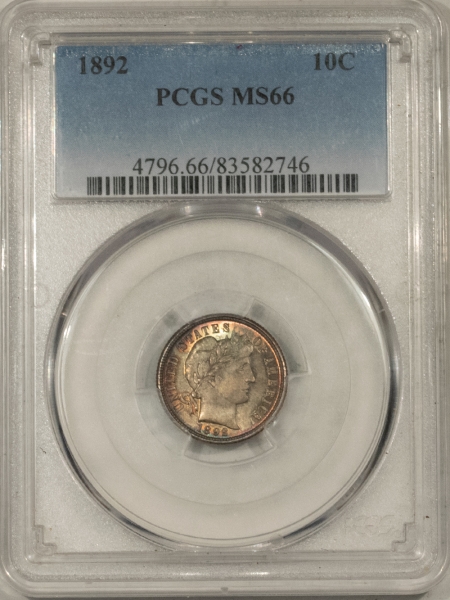 Barber Dimes 1892 BARBER DIME PCGS MS-66, PREMIUM QUALITY & PRETTY!