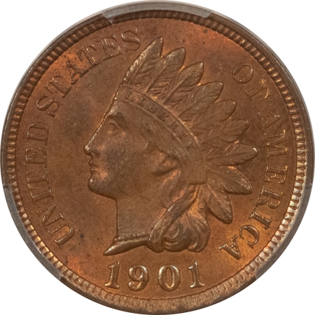 Indian 1901 INDIAN CENT – PCGS MS-64 BN, LOOKS RB!