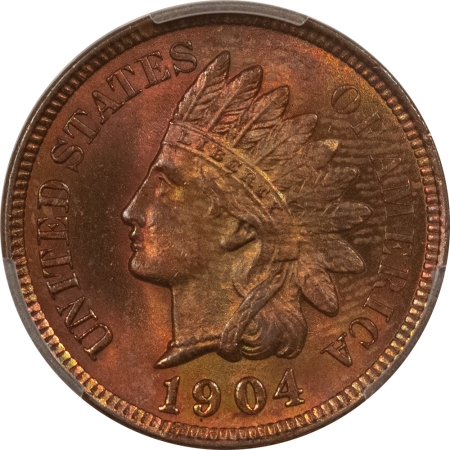 Indian 1904 INDIAN CENT – PCGS MS-64 BN, LOOKS RB! PRETTY!