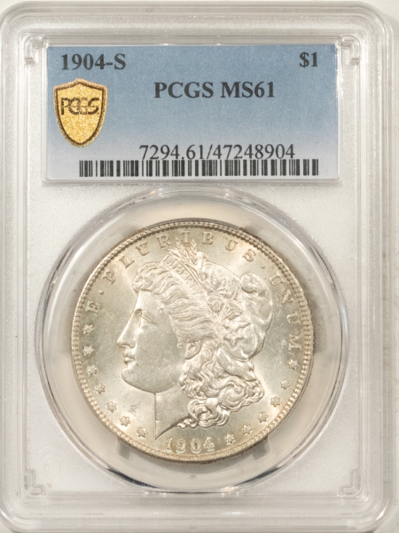 Morgan Dollars 1904-S MORGAN DOLLAR – PCGS MS-61, ORIGINAL WITH LUSTER! TOUGH!!