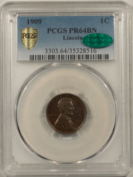 CAC Approved Coins 1909 MATTE PROOF LINCOLN CENT – PCGS PR-64 BN, CAC! PQ & TOUGH AS A CAC!