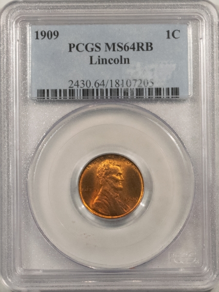 Lincoln Cents (Wheat) 1909 LINCOLN CENT – PCGS MS-64 RB FLASHY