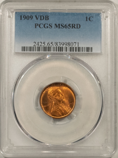 Lincoln Cents (Wheat) 1909 VDB LINCOLN CENT – PCGS MS-65 RD FIRERY RED GEM! FLASHY!