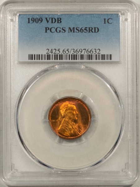 Lincoln Cents (Wheat) 1909 VDB LINCOLN CENT – PCGS MS-65 RD, OBV LOOKS 66 RED! PRETTY & PQ!