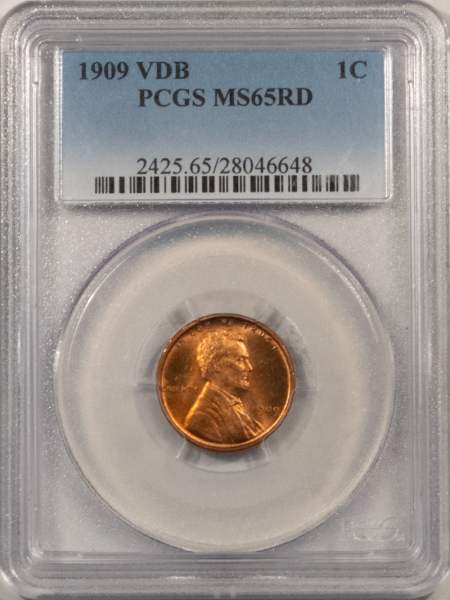 Lincoln Cents (Wheat) 1909 VDB LINCOLN CENT – PCGS MS-65 RD, BLAZING RED GEM!