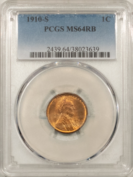 Lincoln Cents (Wheat) 1910-S LINCOLN CENT PCGS MS-64 RB