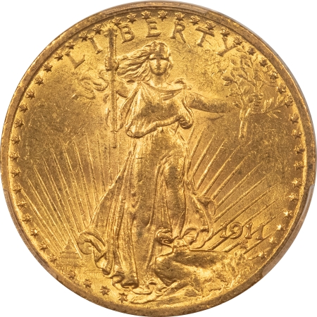 $20 1911 $20 ST GAUDENS GOLD – PCGS MS-61, LOWER MINTAGE DATE!