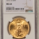 $20 1914-D $20 ST GAUDENS GOLD – PCGS MS-64, LUSTROUS BETTER DATE!