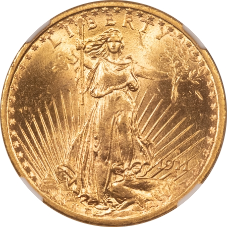 $20 1911-S $20 ST GAUDENS GOLD – NGC MS-64, FLASHY & LUSTROUS!