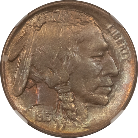 Buffalo Nickels 1913-S BUFFALO NICKEL, TYPE I – NGC MS-65, PRETTY GEM!