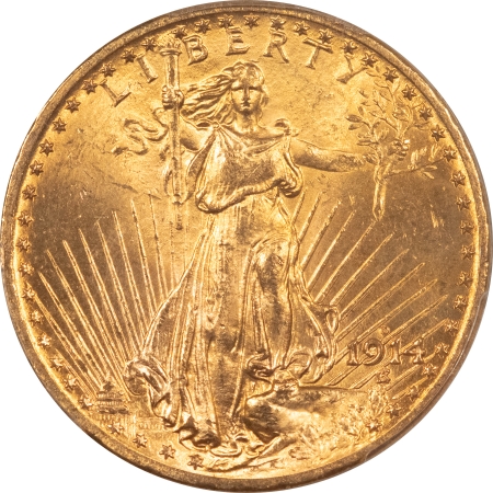 $20 1914-D $20 ST GAUDENS GOLD – PCGS MS-64, LUSTROUS BETTER DATE!