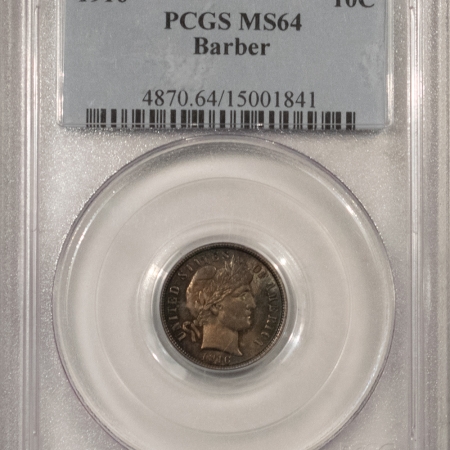 U.S. Certified Coins 1916 BARBER DIME – PCGS MS-64, PRETTY!