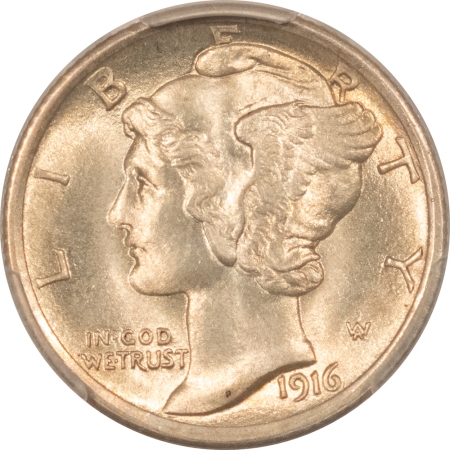 Mercury Dimes 1916 MERCURY DIME – PCGS MS-65 FB, FRESH GEM!