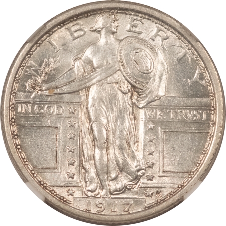 New Certified Coins 1917 STANDING LIBERTY QUARTER, TYPE I – NGC AU-55, WHITE FLASHY!