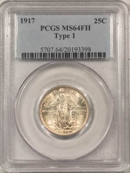 New Certified Coins 1917 STANDING LIBERTY QUARTER TYPE I, PCGS MS64 FH, FRESH WHITE, PREMIUM QUALITY