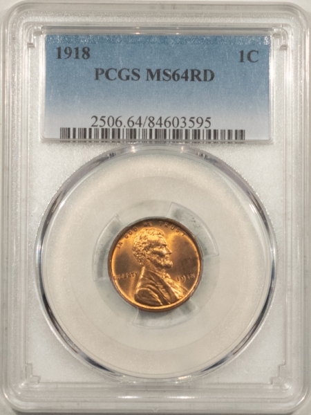 Lincoln Cents (Wheat) 1918 LINCOLN CENT PCGS MS-64 RD