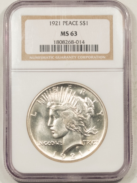 New Certified Coins 1921 PEACE DOLLAR – NGC MS-63, FLASHY WHITE & CHOICE!