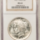 New Certified Coins 1922 PEACE DOLLAR – NGC MS-64, FATTIE HOLDER, PREMIUM QUALITY!