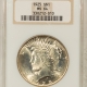 New Certified Coins 1925 PEACE DOLLAR – NGC MS-64, FATTIE HOLDER! PREMIUM QUALITY!