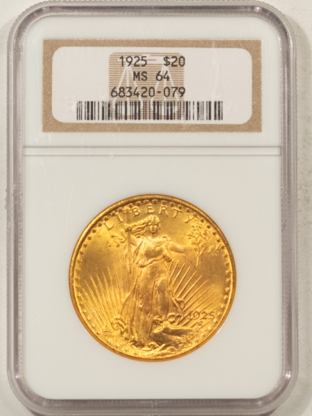 $20 1925 $20 ST GAUDENS GOLD – NGC MS-64, LUSTROUS & PQ!