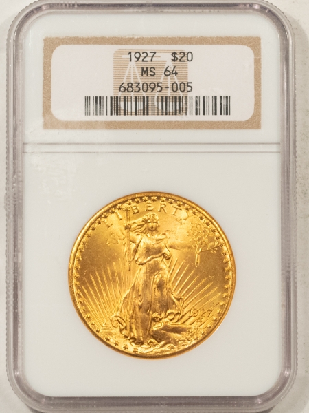 $20 1927 $20 ST GAUDENS GOLD – NGC MS-64, PRETTY, LUSTROUS & PQ!