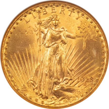 $20 1928 $20 ST GAUDENS GOLD – NGC MS-64, NICE LUSTROUS, NEAR GEM!