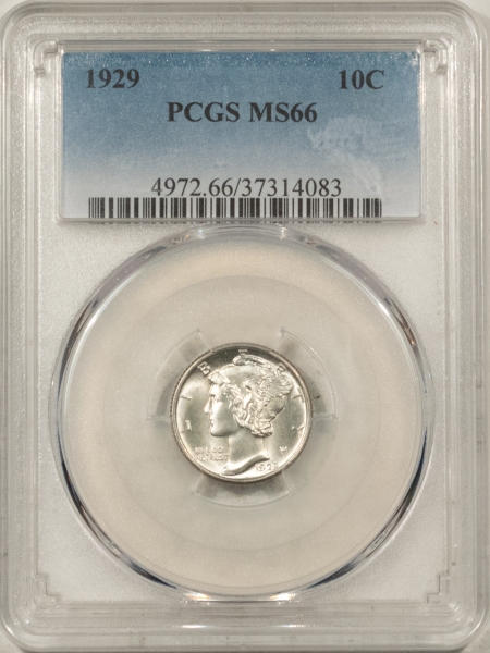 Mercury Dimes 1929 MERCURY DIME – PCGS MS-66, BLAZING WHITE!