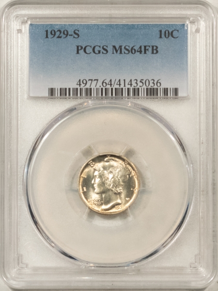 Mercury Dimes 1929-S MERCURY DIME – PCGS MS-64 FB, FRESH & FLASHY!