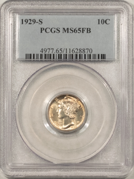 Mercury Dimes 1929-S MERCURY DIME – PCGS MS-65 FB, FLASHY GEM!