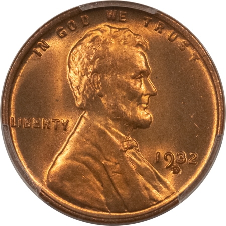 Lincoln Cents (Wheat) 1932-D LINCOLN CENT – PCGS MS-65 RD, GEM! FRESH!