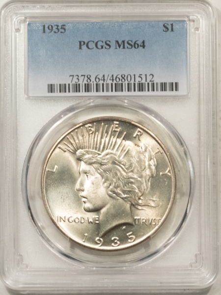 New Certified Coins 1935 PEACE DOLLAR – PCGS MS-64, FLASHY WHITE!