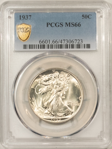 New Certified Coins 1937 WALKING LIBERTY HALF DOLLAR – PCGS MS-66, BLAST WHITE!