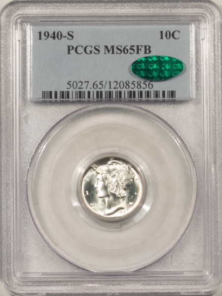 CAC Approved Coins 1940-S MERCURY DIME – PCGS MS-65 FB, BLAZING GEM! CAC APPROVED!