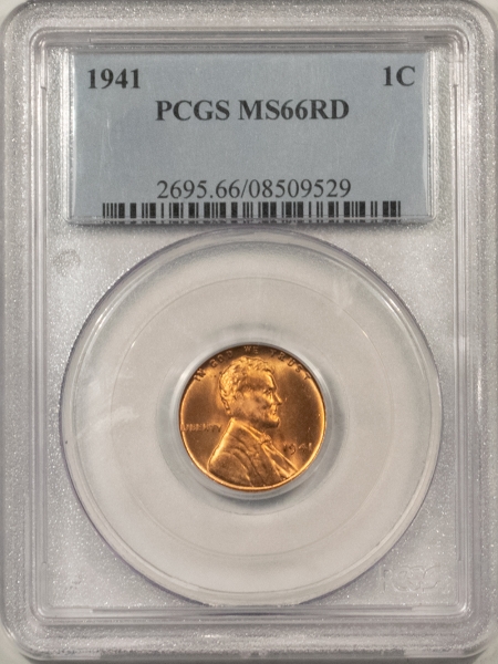 Lincoln Cents (Wheat) 1941 LINCOLN CENT – PCGS MS-66 RD, PREMIUM QUALITY!