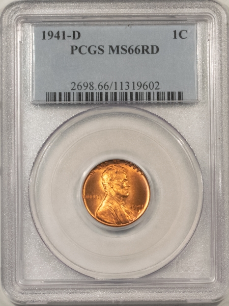 Lincoln Cents (Wheat) 1941-D LINCOLN CENT – PCGS MS-66 RD, PRETTY!