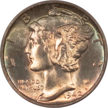 CAC Approved Coins 1942-D MERCURY DIME – PCGS MS-66 FB, PRETTY, PREMIUM QUALITY, CAC APPROVED!