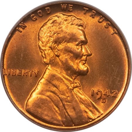 Lincoln Cents (Wheat) 1942-D LINCOLN CENT – PCGS MS-66 RD, LUSTROUS, PRETTY!