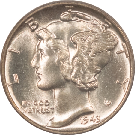 CAC Approved Coins 1943 MERCURY DIME-PCGS MS-66 FB, FRESH WHITE GEM! PREMIUM QUALITY! CAC APPROVED!