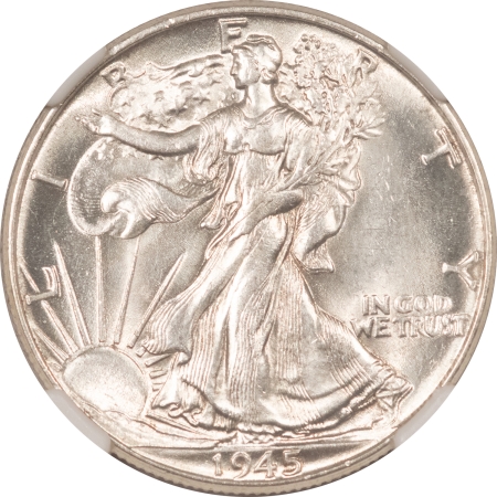 New Certified Coins 1945 WALKING LIBERTY HALF DOLLAR – NGC AU-58, LOOKS MS-64!