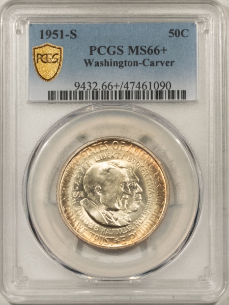 New Certified Coins 1951-S WASHINGTON-CARVER COMMEM HALF DOLLAR – PCGS MS66+ REALLY PRETTY, LUSTROUS