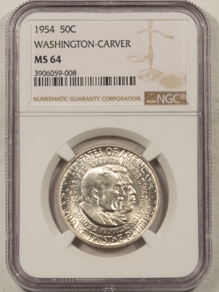 New Certified Coins 1954 WASHINGTON-CARVER COMMEMORATIVE HALF DOLLAR – NGC MS-64